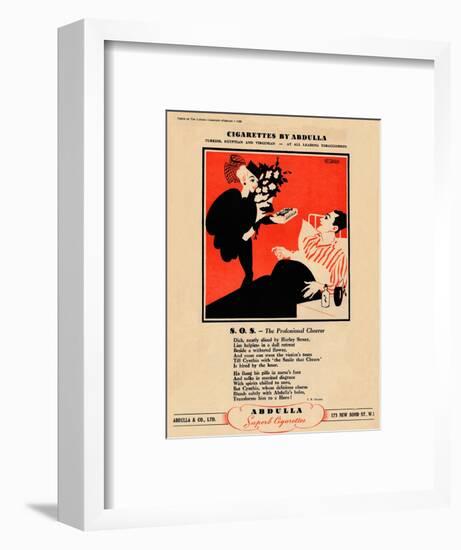 'Cigarettes by Abdulla - S.O.S. - The Professional Cheerer', 1939-Unknown-Framed Giclee Print