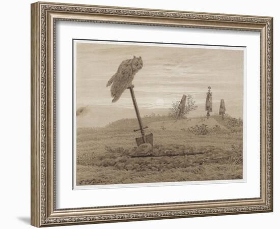 Cimetière sous la lune-Caspar David Friedrich-Framed Giclee Print