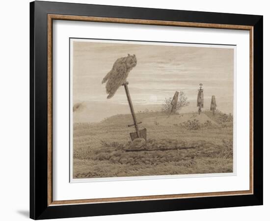Cimetière sous la lune-Caspar David Friedrich-Framed Giclee Print