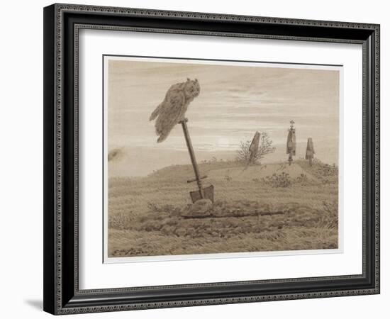 Cimetière sous la lune-Caspar David Friedrich-Framed Giclee Print