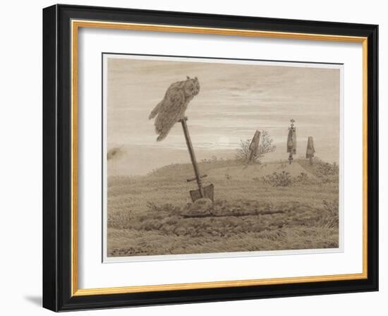 Cimetière sous la lune-Caspar David Friedrich-Framed Giclee Print