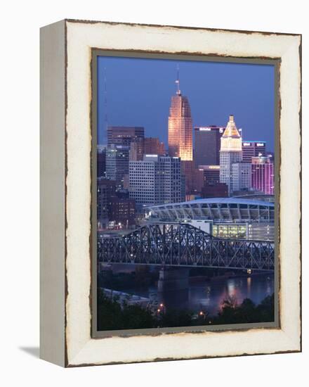 Cincinnati and Ohio Rvier, Ohio, USA-Walter Bibikow-Framed Premier Image Canvas