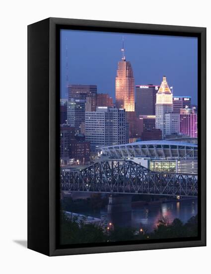 Cincinnati and Ohio Rvier, Ohio, USA-Walter Bibikow-Framed Premier Image Canvas