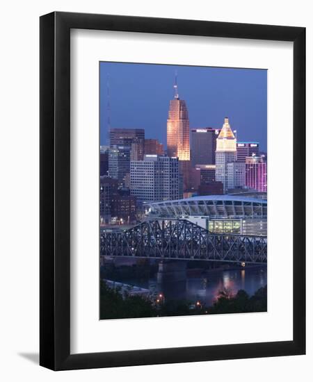 Cincinnati and Ohio Rvier, Ohio, USA-Walter Bibikow-Framed Photographic Print