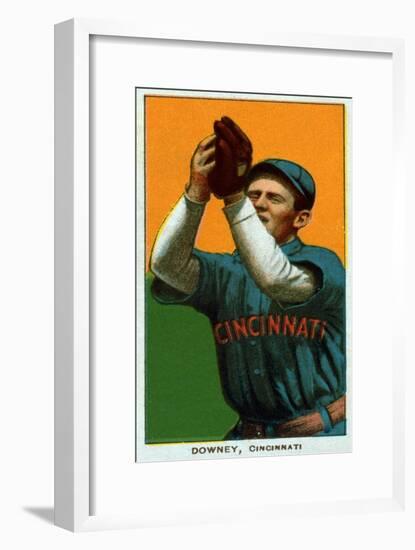 Cincinnati, OH, Cincinnati Reds, Tom Downey, Baseball Card-Lantern Press-Framed Art Print