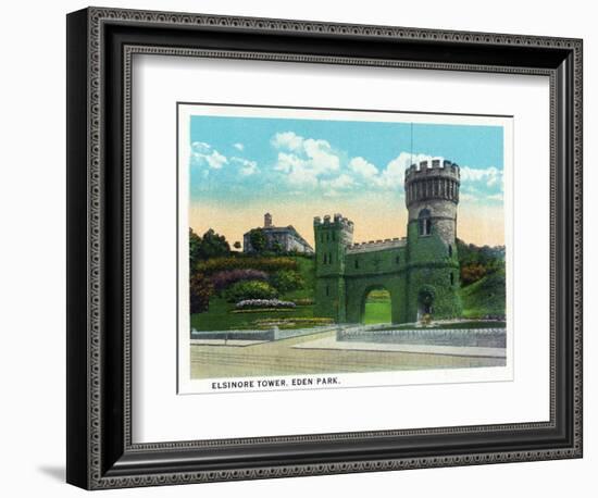 Cincinnati, Ohio - Eden Park Elsinore Tower Scene-Lantern Press-Framed Art Print