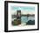 Cincinnati, Ohio - Ohio River, Suspension Bridge View from Kentucky-Lantern Press-Framed Art Print