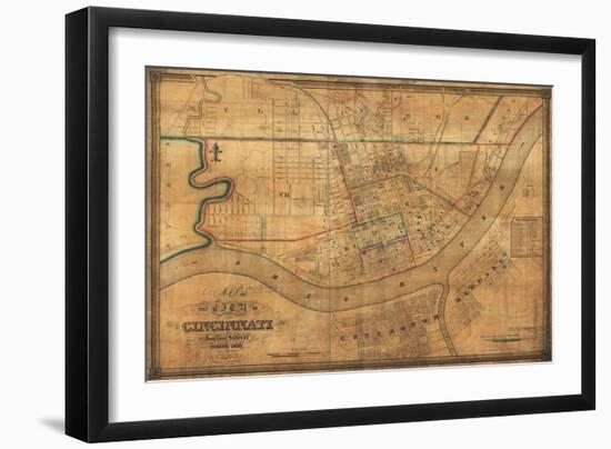 Cincinnati, Ohio - Panoramic Map-Lantern Press-Framed Art Print