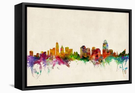 Cincinnati Ohio Skyline-Michael Tompsett-Framed Stretched Canvas