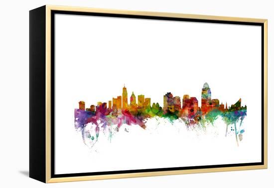 Cincinnati Ohio Skyline-Michael Tompsett-Framed Stretched Canvas