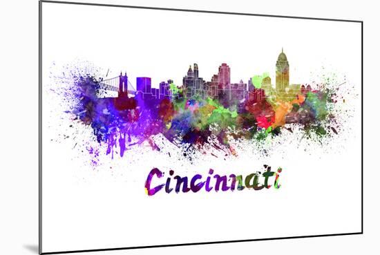 Cincinnati Skyline in Watercolor-paulrommer-Mounted Art Print