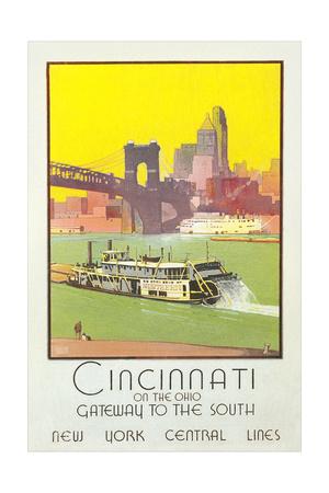 Ohio Cincinnati Captain United States America Travel Advertisement Art Poster