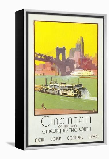 Cincinnati Travel Poster-null-Framed Stretched Canvas