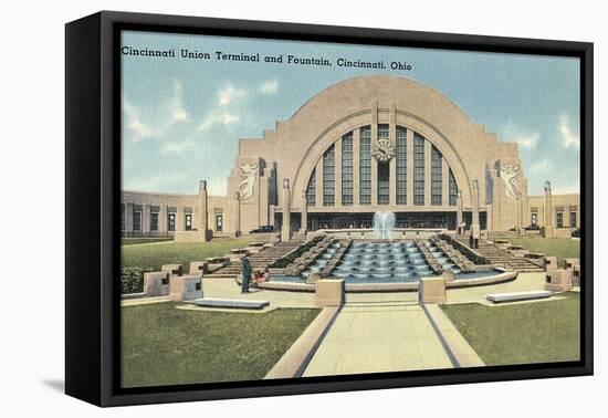 Cincinnati Union Terminal and Fountain, Cincinnati, Ohio-null-Framed Stretched Canvas