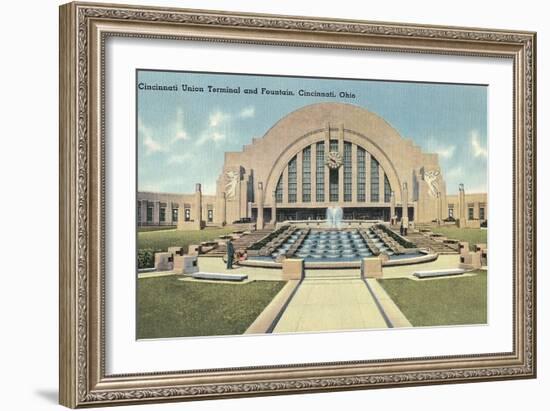 Cincinnati Union Terminal and Fountain, Cincinnati, Ohio-null-Framed Art Print