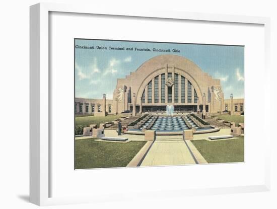 Cincinnati Union Terminal and Fountain, Cincinnati, Ohio-null-Framed Art Print