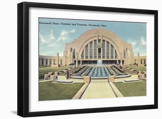 Cincinnati Union Terminal and Fountain, Cincinnati, Ohio-null-Framed Art Print