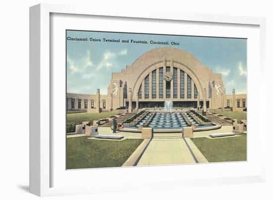 Cincinnati Union Terminal and Fountain, Cincinnati, Ohio-null-Framed Art Print