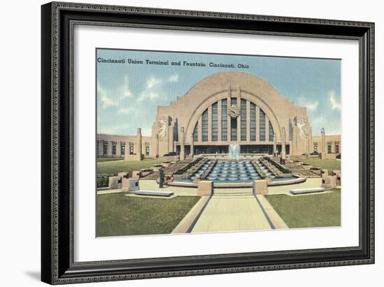 Cincinnati Union Terminal and Fountain, Cincinnati, Ohio-null-Framed Art Print
