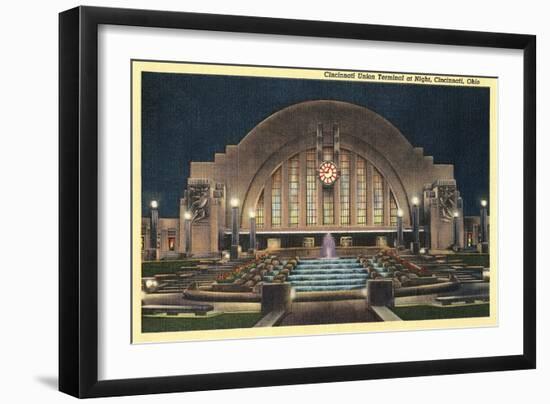 Cincinnati Union Terminal at Night, Cincinnati, Ohio-null-Framed Premium Giclee Print
