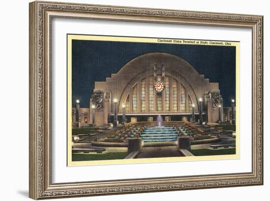 Cincinnati Union Terminal at Night, Cincinnati, Ohio-null-Framed Art Print