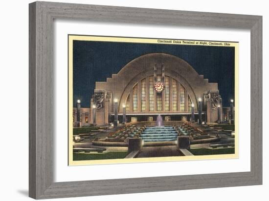 Cincinnati Union Terminal at Night, Cincinnati, Ohio-null-Framed Art Print