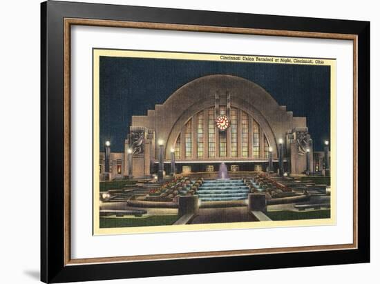 Cincinnati Union Terminal at Night, Cincinnati, Ohio-null-Framed Art Print