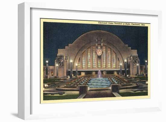 Cincinnati Union Terminal at Night, Cincinnati, Ohio-null-Framed Art Print