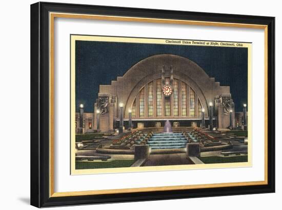 Cincinnati Union Terminal at Night, Cincinnati, Ohio-null-Framed Art Print