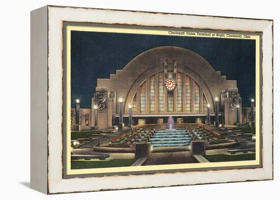 Cincinnati Union Terminal at Night, Cincinnati, Ohio-null-Framed Stretched Canvas