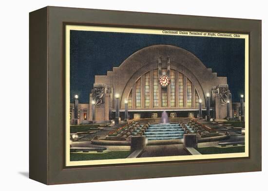 Cincinnati Union Terminal at Night, Cincinnati, Ohio-null-Framed Stretched Canvas