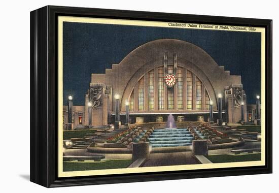 Cincinnati Union Terminal at Night, Cincinnati, Ohio-null-Framed Stretched Canvas