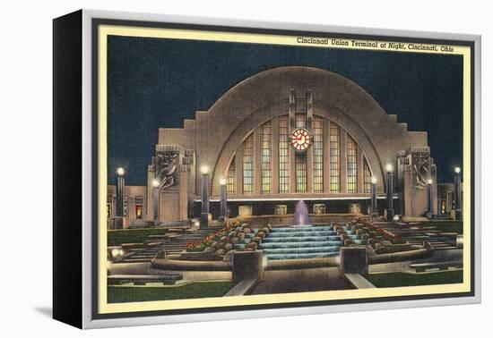 Cincinnati Union Terminal at Night, Cincinnati, Ohio-null-Framed Stretched Canvas