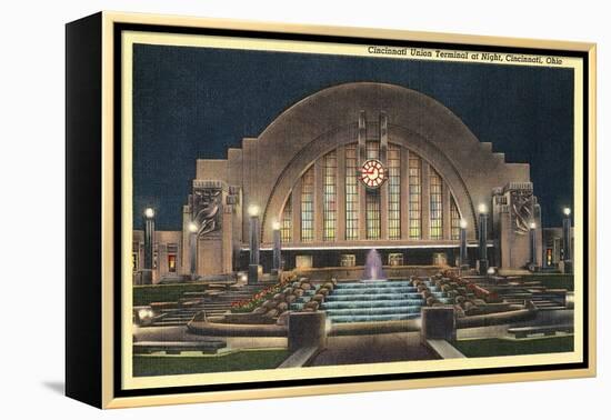 Cincinnati Union Terminal at Night, Cincinnati, Ohio-null-Framed Stretched Canvas