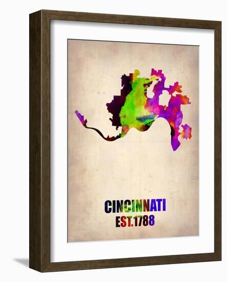 Cincinnati Watercolor Map-NaxArt-Framed Art Print