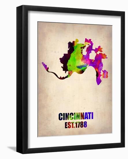 Cincinnati Watercolor Map-NaxArt-Framed Art Print