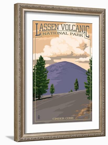 Cinder Cone - Lassen Volcanic National Park, CA-Lantern Press-Framed Art Print