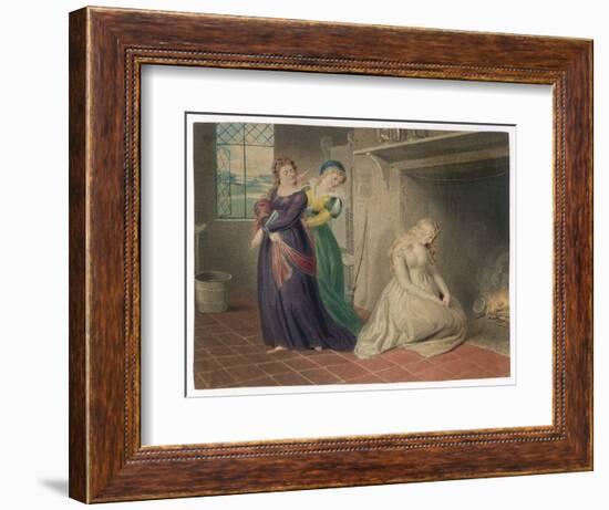 Cinderella by the Fireside is Taunted by Her Two Sisters Before Leaving for the Ball-Henry Richter-Framed Art Print