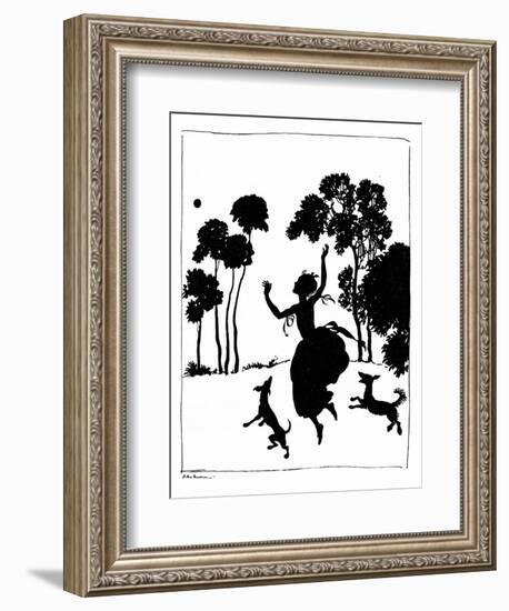 Cinderella Playing with Her Dogs, 1919-Arthur Rackham-Framed Giclee Print