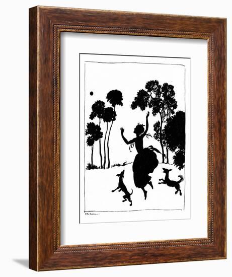 Cinderella Playing with Her Dogs, 1919-Arthur Rackham-Framed Giclee Print