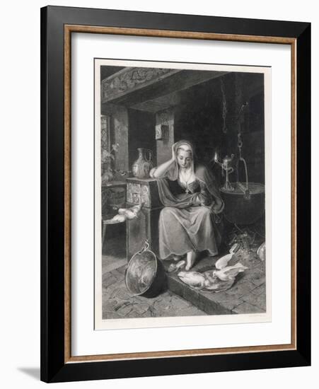 Cinderella Sits Forlornly Next to a Lamp and Cauldron-Harry Payne-Framed Art Print