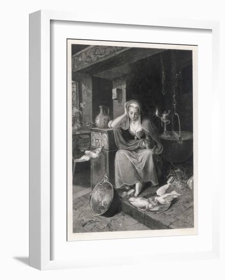 Cinderella Sits Forlornly Next to a Lamp and Cauldron-Harry Payne-Framed Art Print