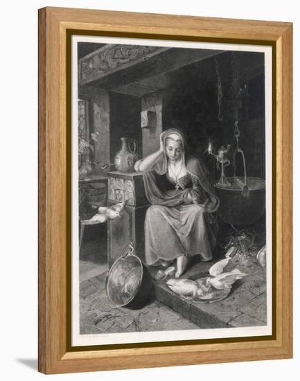 Cinderella Sits Forlornly Next to a Lamp and Cauldron-Harry Payne-Framed Stretched Canvas