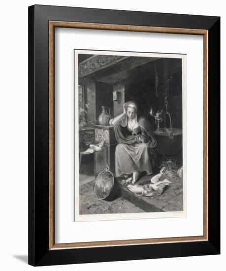 Cinderella Sits Forlornly Next to a Lamp and Cauldron-Harry Payne-Framed Art Print