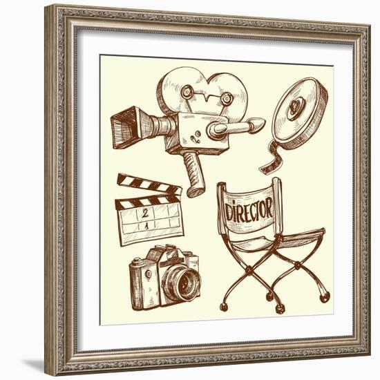 Cinema and Photography Vintage Set-Danussa-Framed Art Print