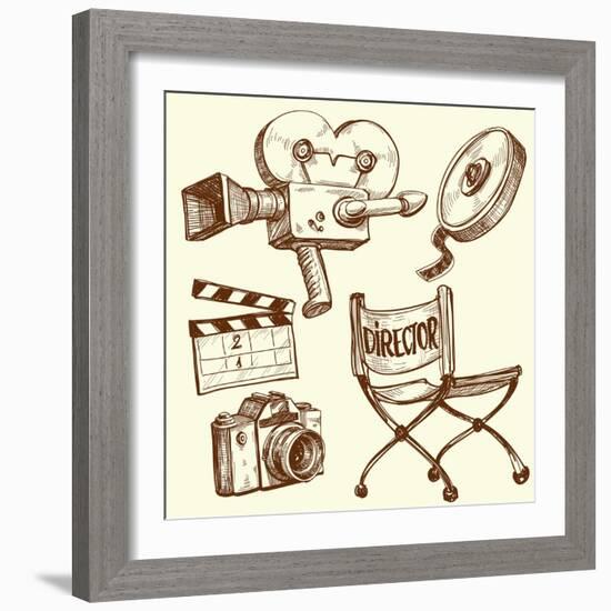 Cinema and Photography Vintage Set-Danussa-Framed Art Print