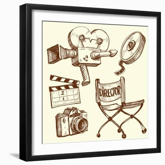 Cinema and Photography Vintage Set-Danussa-Framed Art Print