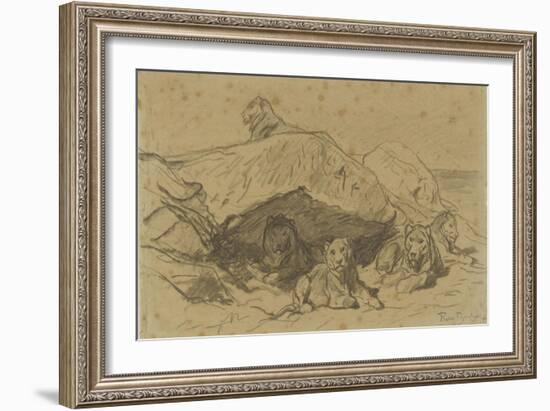 Cinq lions ou lionnes dans les rochers-Rosa Bonheur-Framed Giclee Print