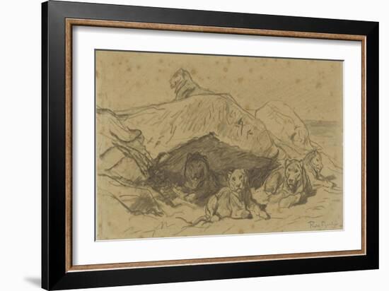 Cinq lions ou lionnes dans les rochers-Rosa Bonheur-Framed Giclee Print