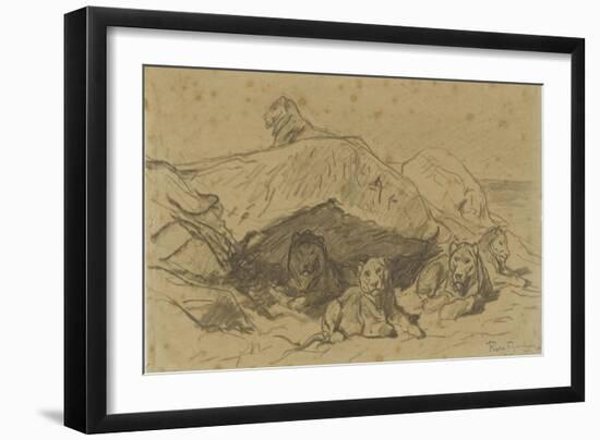 Cinq lions ou lionnes dans les rochers-Rosa Bonheur-Framed Giclee Print